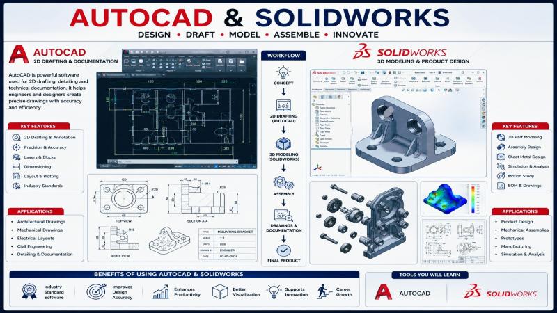 Mechanical Design using AutoCAD & SolidWorks
